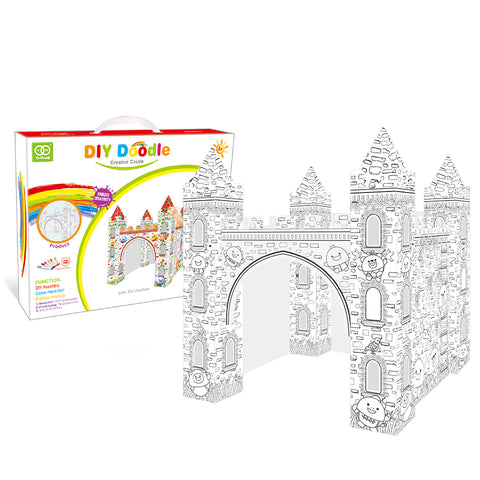 Children Grafiti diy coloring playhouse painting toy cardboard castle