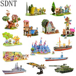 Cartoon Cardboard Jigsaw Puzzle 3D Paper Model Building Kits diy House 3D Puzzle Toys for Kids Games Educational Toys Gifts