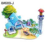 3D DIY Puzzle Castle Assembling Model Cartoon House Paper Toy Kid Early Learning Construction Pattern Gift Children House Puzzle