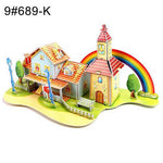 3D DIY Puzzle Castle Assembling Model Cartoon House Paper Toy Kid Early Learning Construction Pattern Gift Children House Puzzle