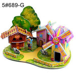 3D DIY Puzzle Castle Assembling Model Cartoon House Paper Toy Kid Early Learning Construction Pattern Gift Children House Puzzle