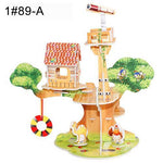 3D DIY Puzzle Castle Assembling Model Cartoon House Paper Toy Kid Early Learning Construction Pattern Gift Children House Puzzle